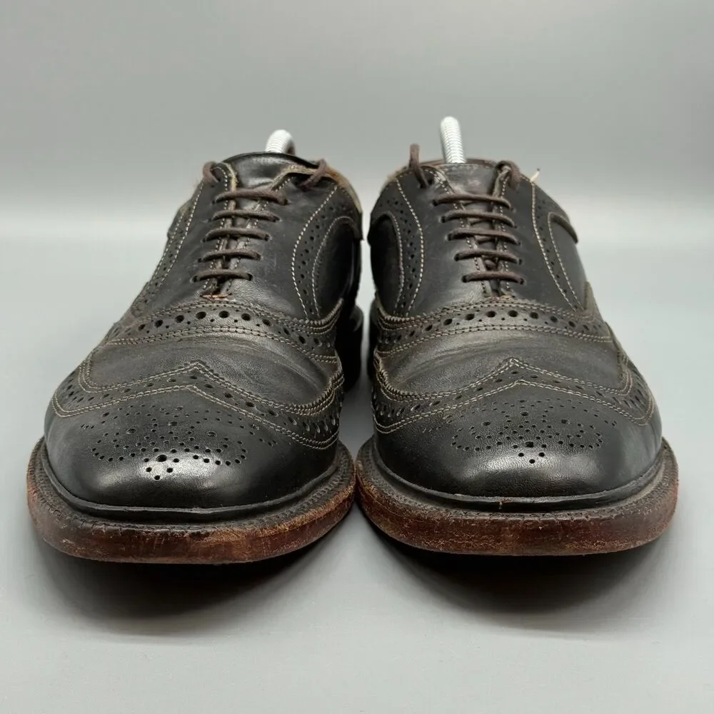 Allen Edmonds Macneil Mens 10 Black Leather Dress Shoes Lace-Up Block Heel